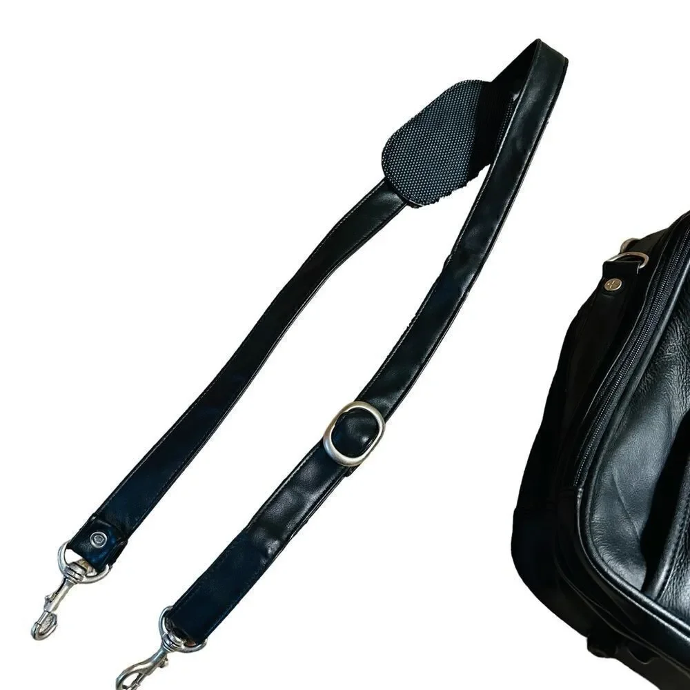 Pierre Cardin Black Leather Look Laptop Bag / brief case